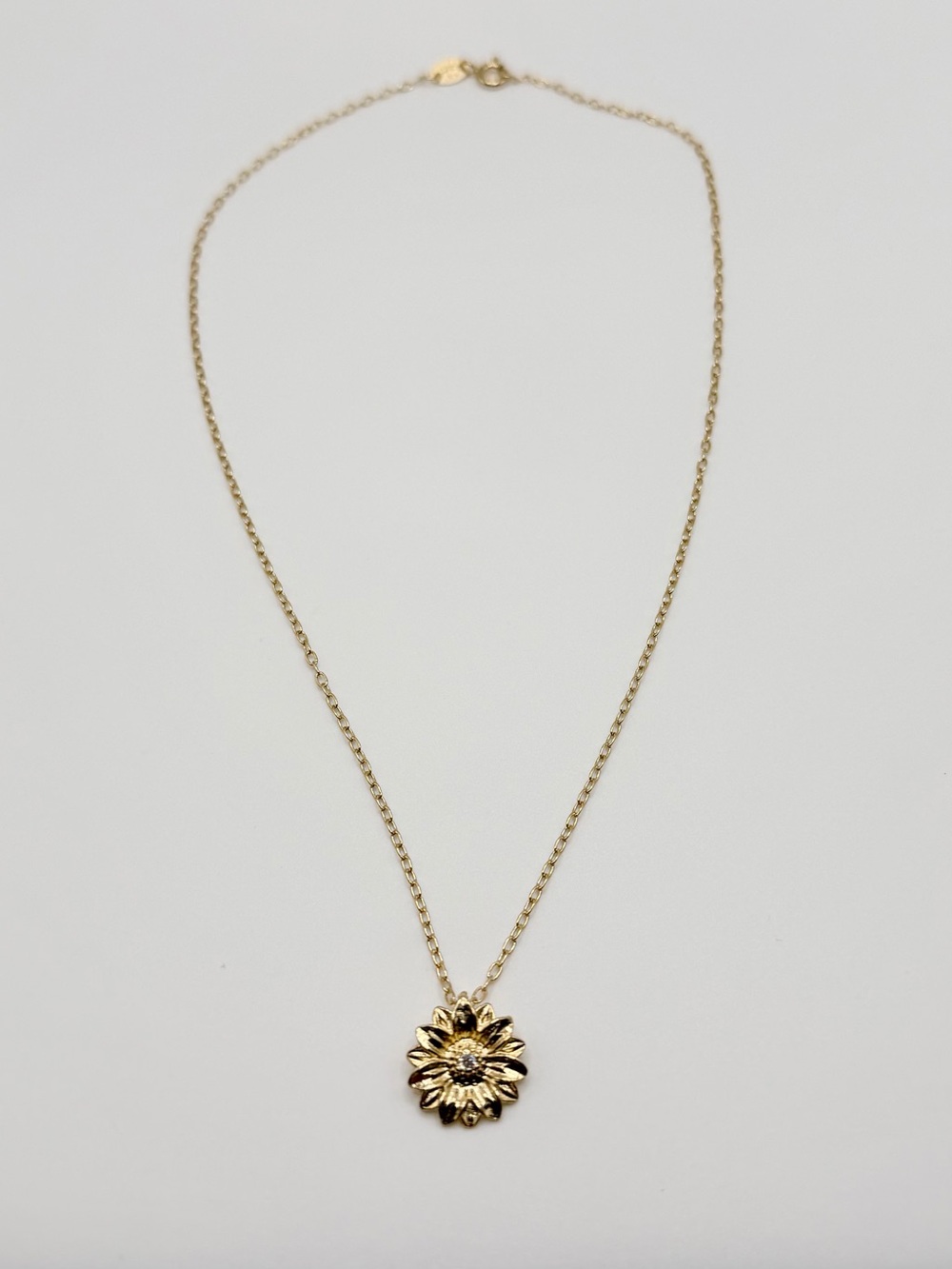Gold Sunflower Charm Necklace - Classic Floral Pendant - Picture 2 of 6